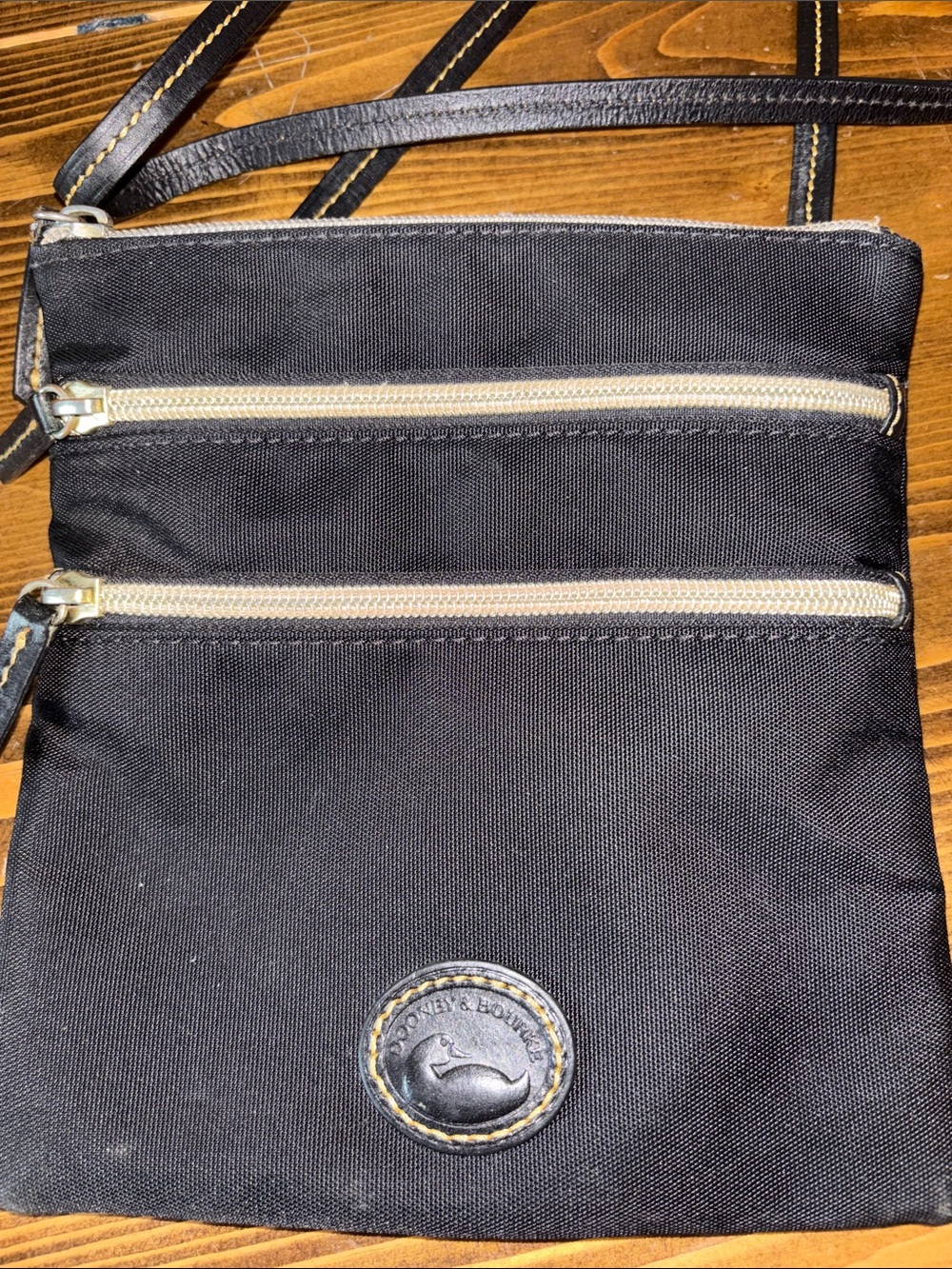 Dooney & Bourke Black Crossbody Triple-Zip Nylon Bag
